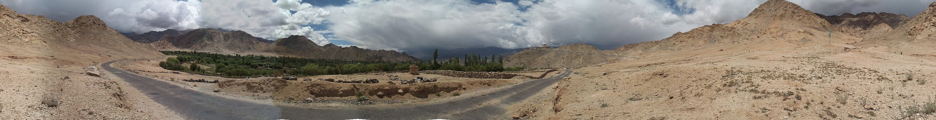 View at the entrance to Shanti Stupa